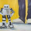 roller blading robot art prints and gifts