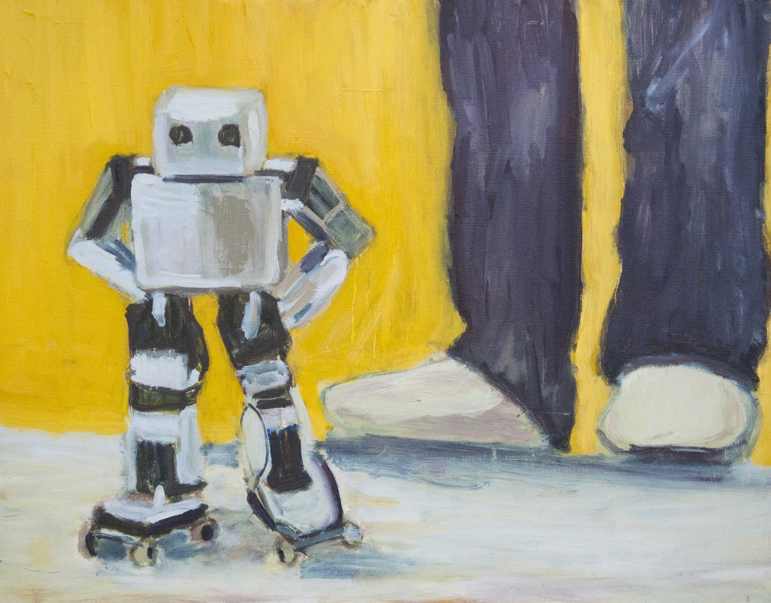 roller blading robot art prints and gifts